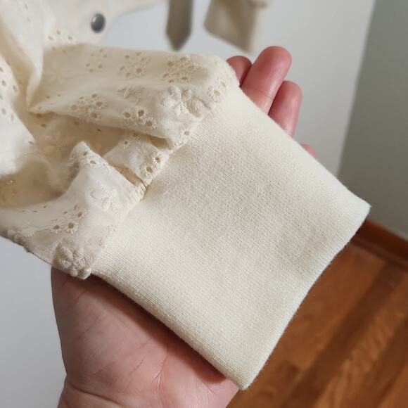 7 FOR ALL MANKIND Ivory Jacket with Eyelet Sleeves, Size Medium - Picture 7 of 14